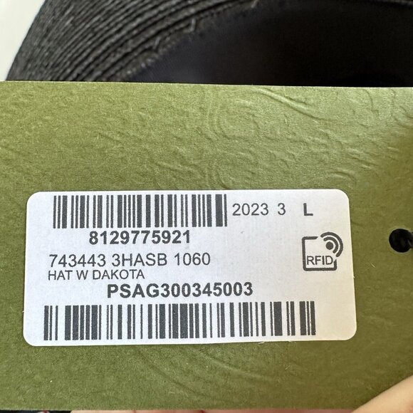 NWT GUCCI Straw Hat Black Ribbon How GG Sz L - Picture 11 of 12